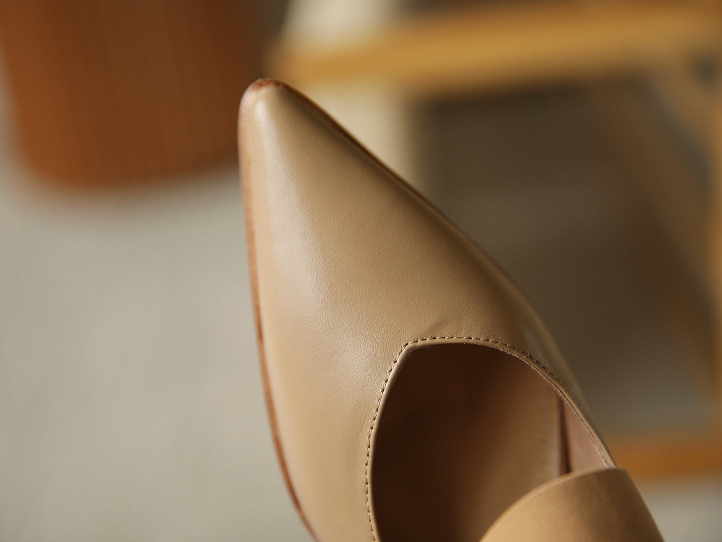 Nine Seven Women's Genuine Leather Pointed Toe Handmade Elastic Band Low Chunky Heel Comfort Pumps Shoes