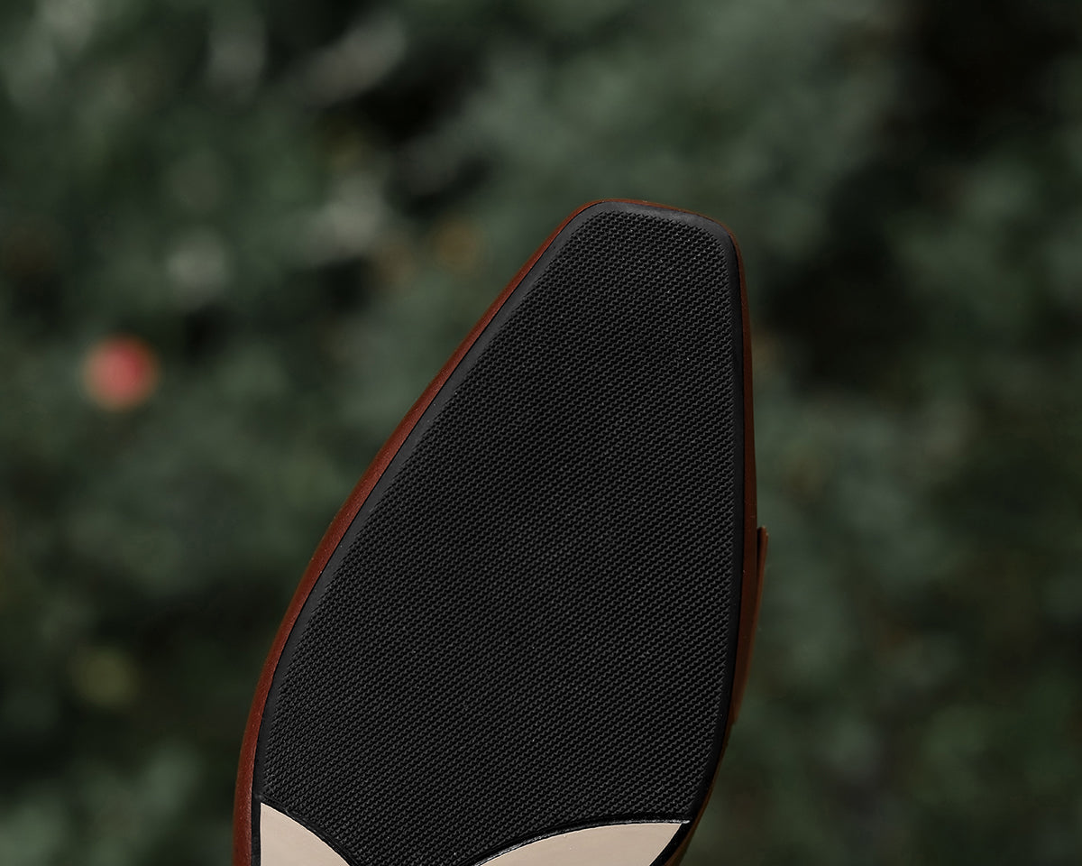 Nine Seven Genuine Leather Women's Handmade Square Toe Low Chunky Heel Classic Oxford Pump Shoes with Sewing Thread Decor