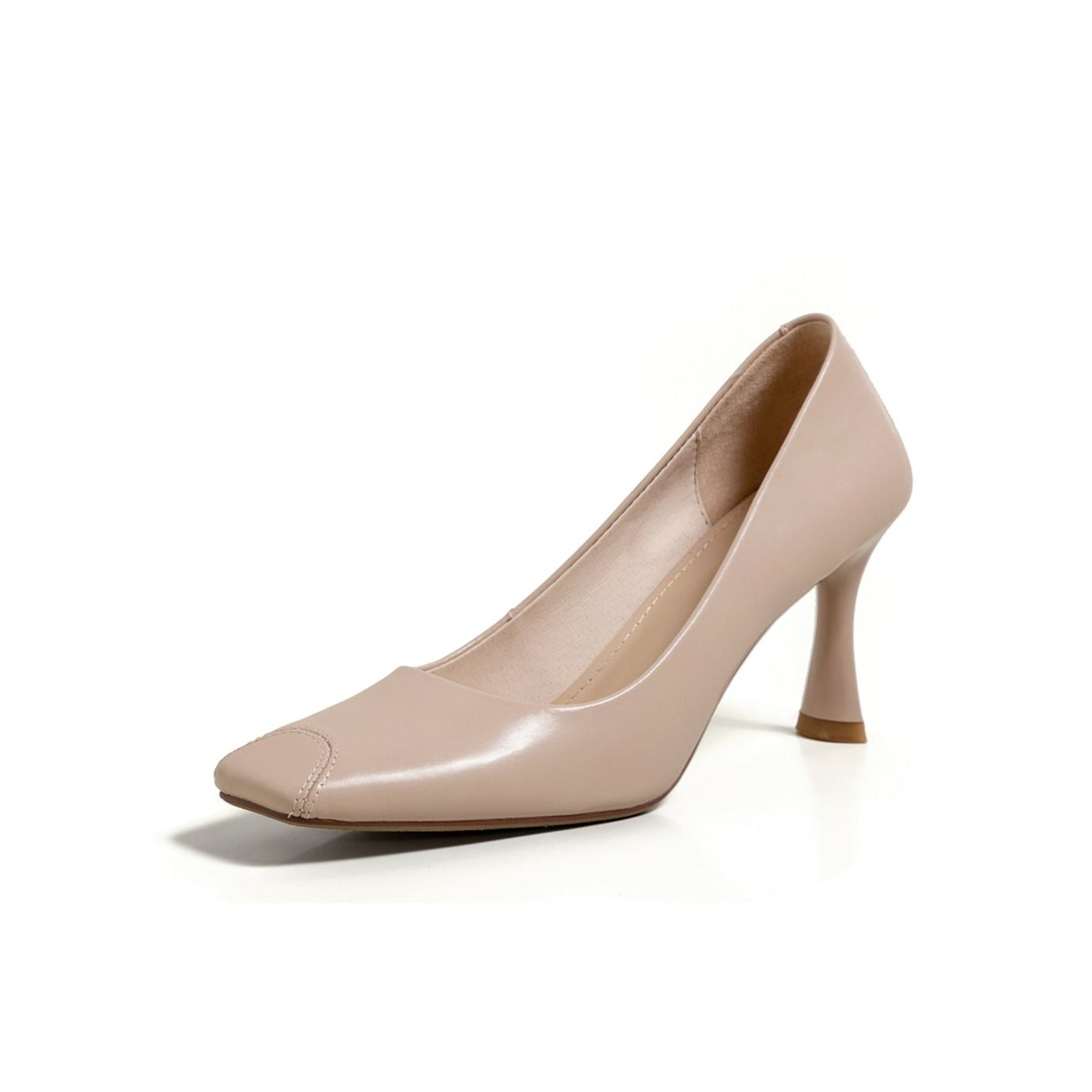 Nine Seven Women's Genuine Leather Square Toe Handmade Stiletto Mid Heels Elegant Dress Pumps