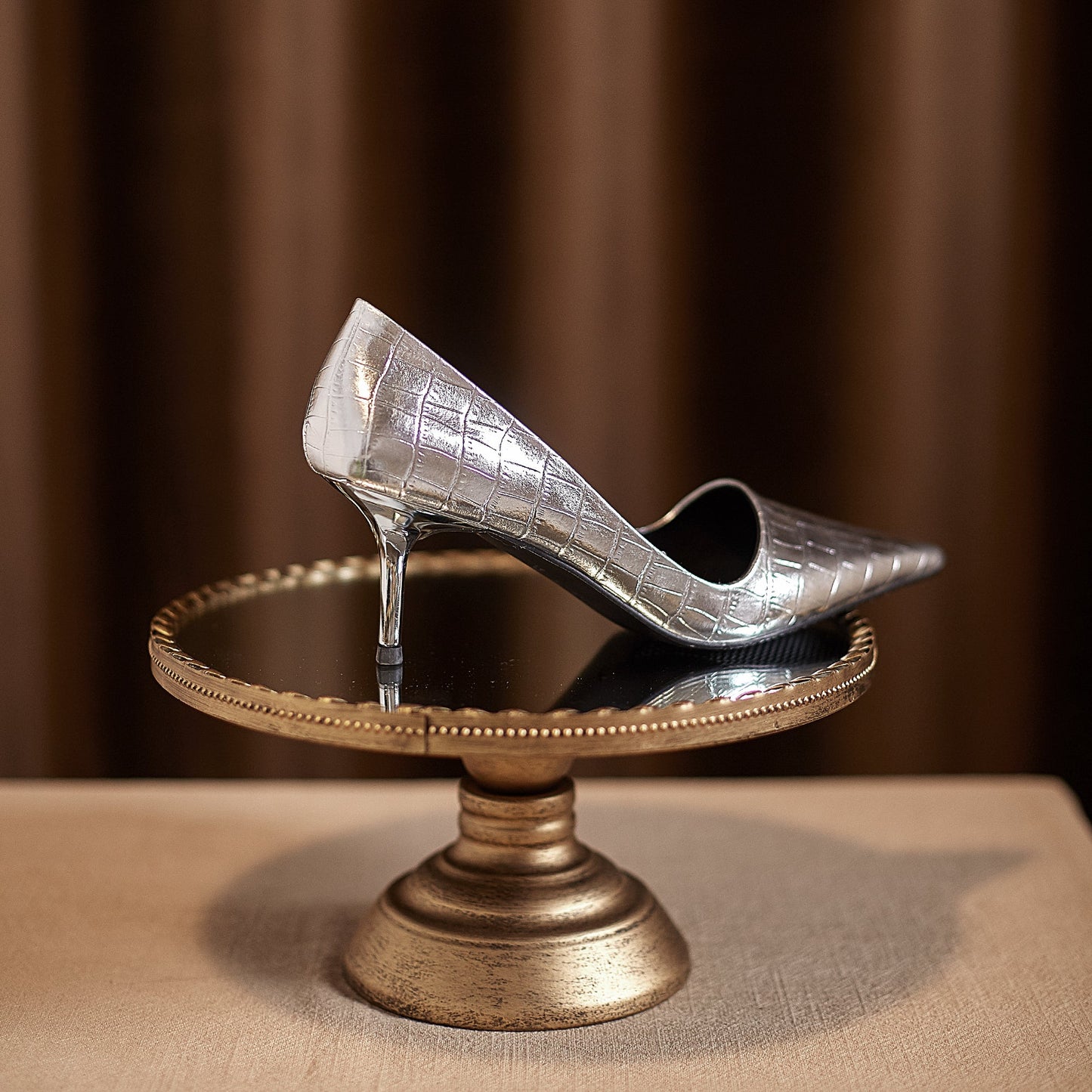 Nine Seven Women's Genuine Leather Handmade Pointed Toe Mid Stiletto Heel Slip On Loafer Pumps