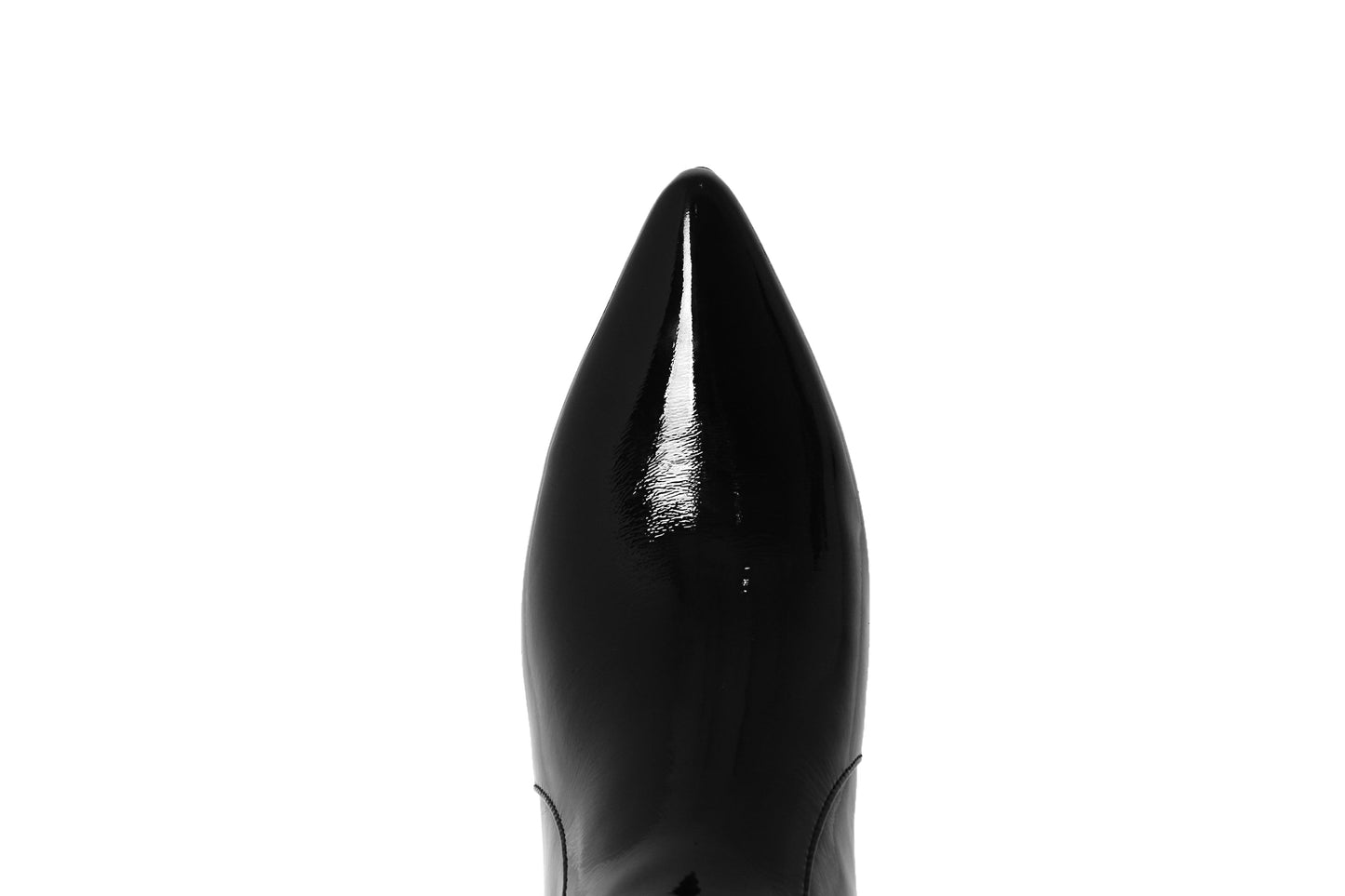 Nine Seven Women's Glossy Patent Leather Handmade Stiletto Mid Heel Pointed Toe Side Zipper Knee High Boots
