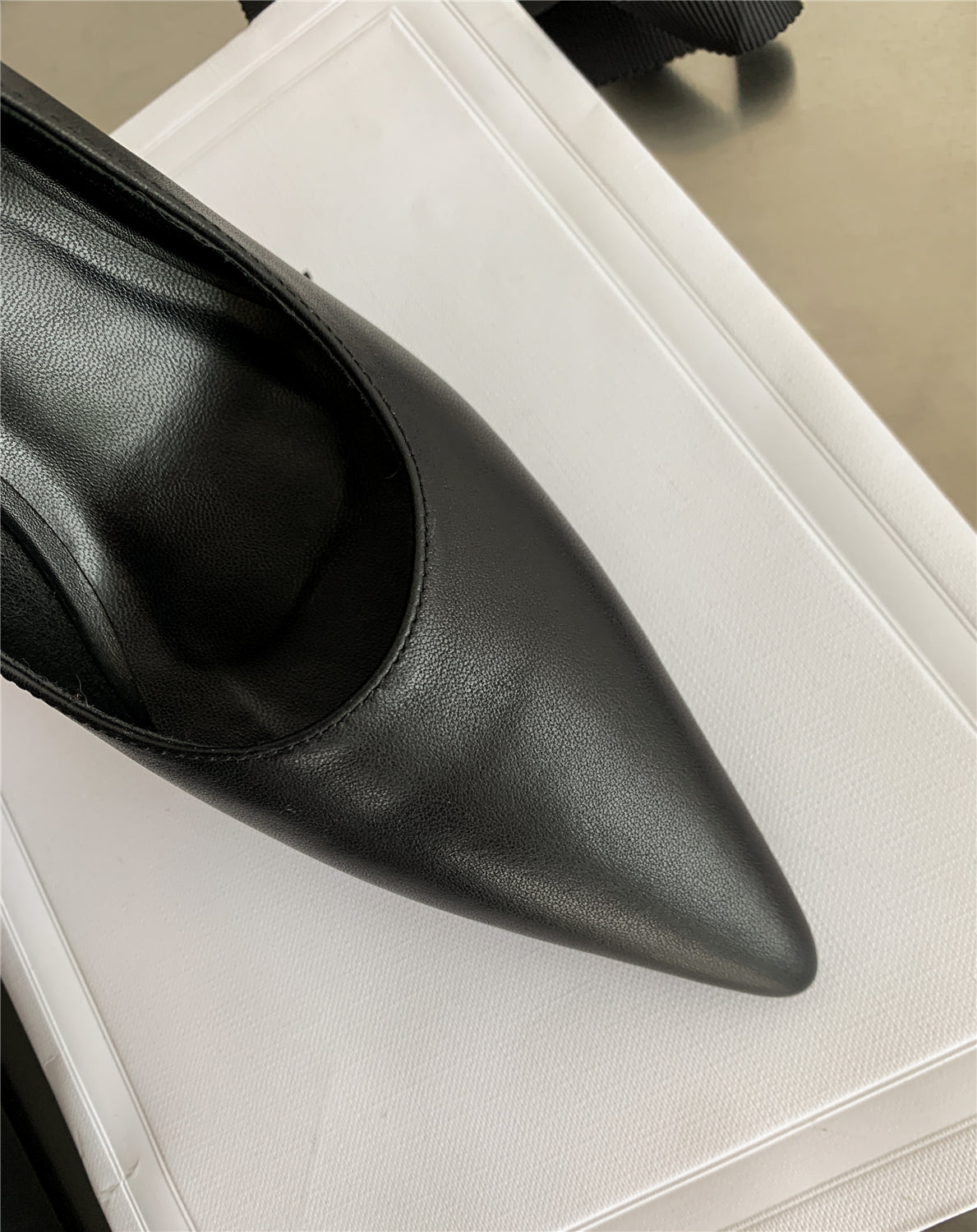 Nine Seven Women's Handmade Genuine Leather Pointed Toe Mid Heel Office Lady Slip On Pumps Shoes