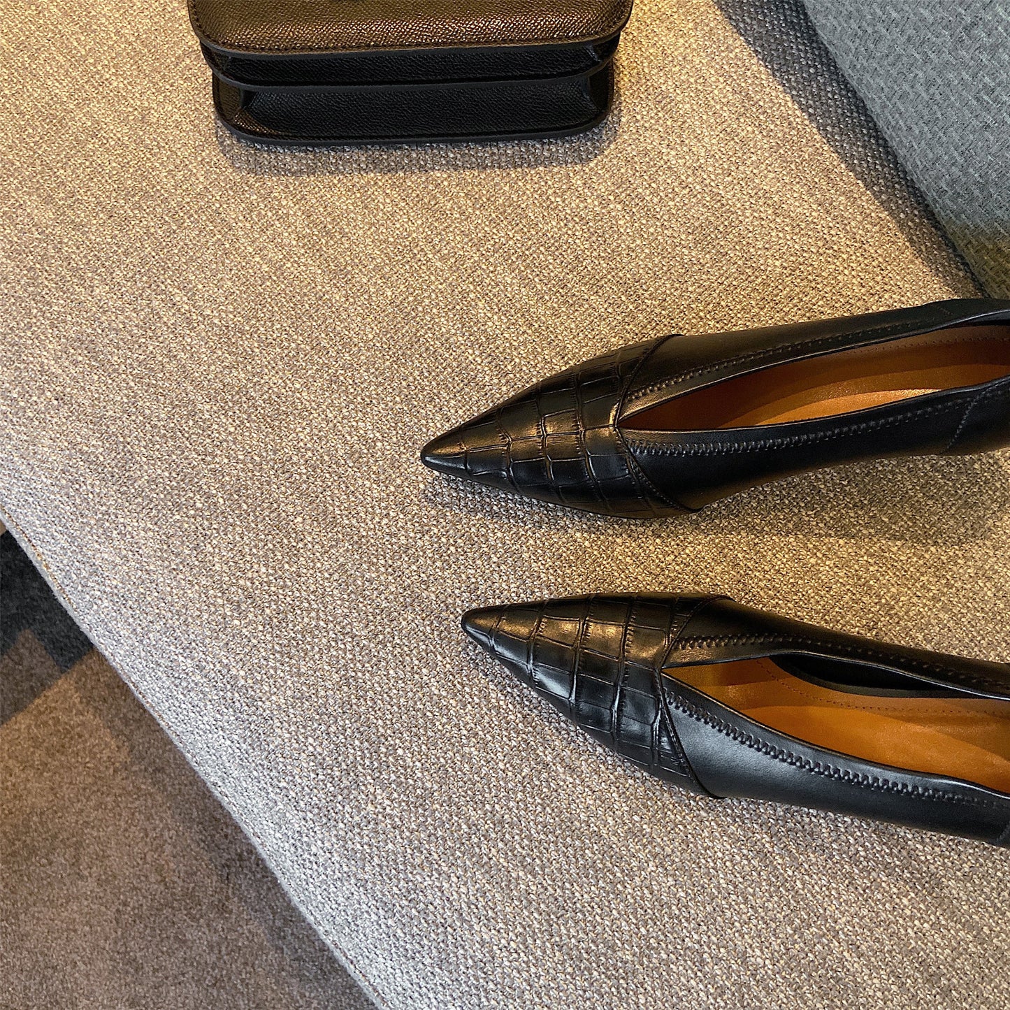 Nine Seven Genuine Leather Women's Handmade Clear Pointed Toe Mid Stiletto Heel Stylish Slip On Loafer Pump Shoes