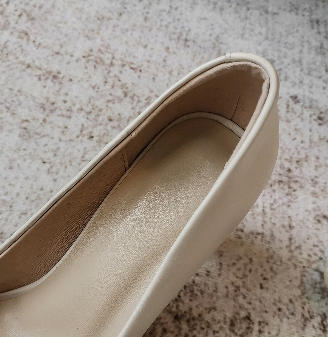 Nine Seven Women's Genuine Leather Handmade High Heel Square Toe Easy Slip On Pump Shoes