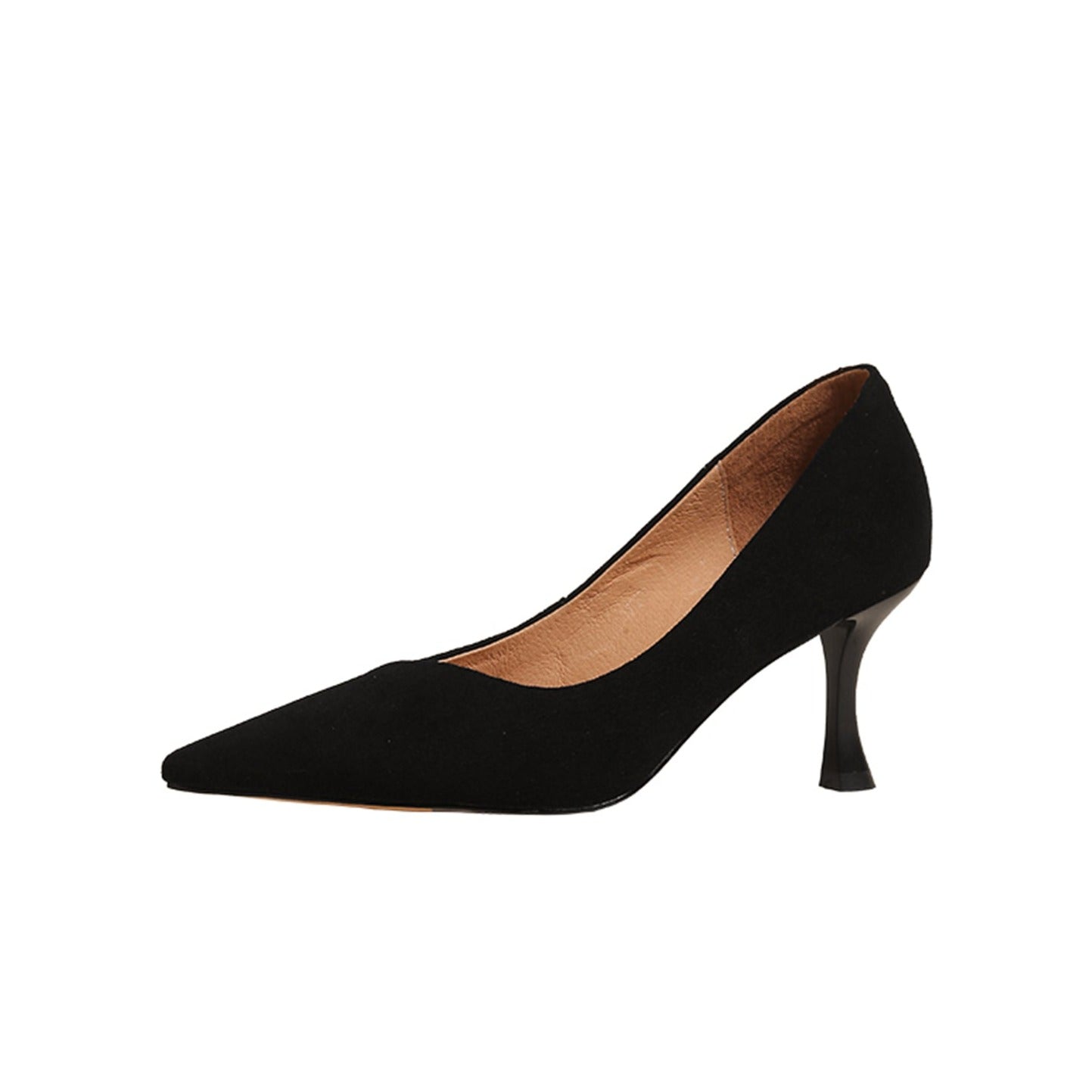 Nine Seven Handmade Suede Leather Women's Clear Pointed Toe Mid Heel Slip On Loafer Pumps