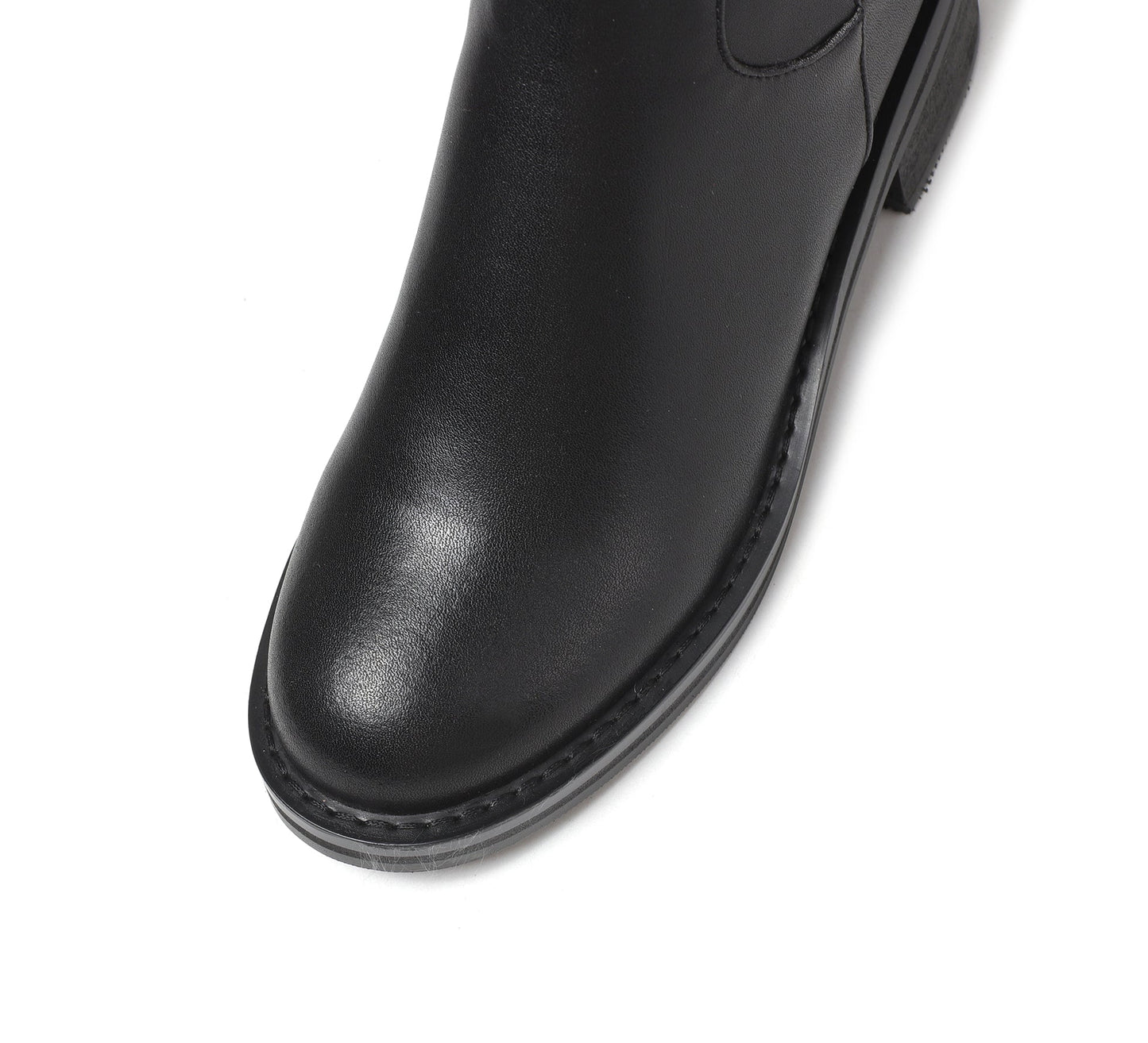 Nine Seven Round Toe Genuine Leather Handmade Side Zipper Comfort Low Chunky Heels Women's Knee High Boots