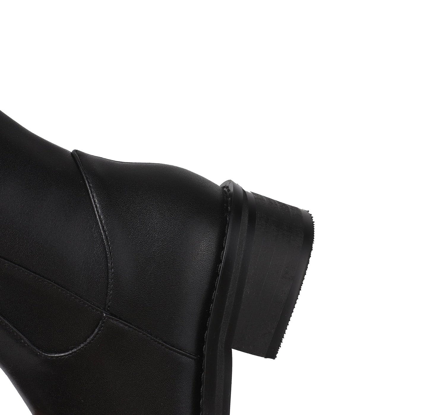 Nine Seven Round Toe Genuine Leather Handmade Side Zipper Comfort Low Chunky Heels Women's Knee High Boots
