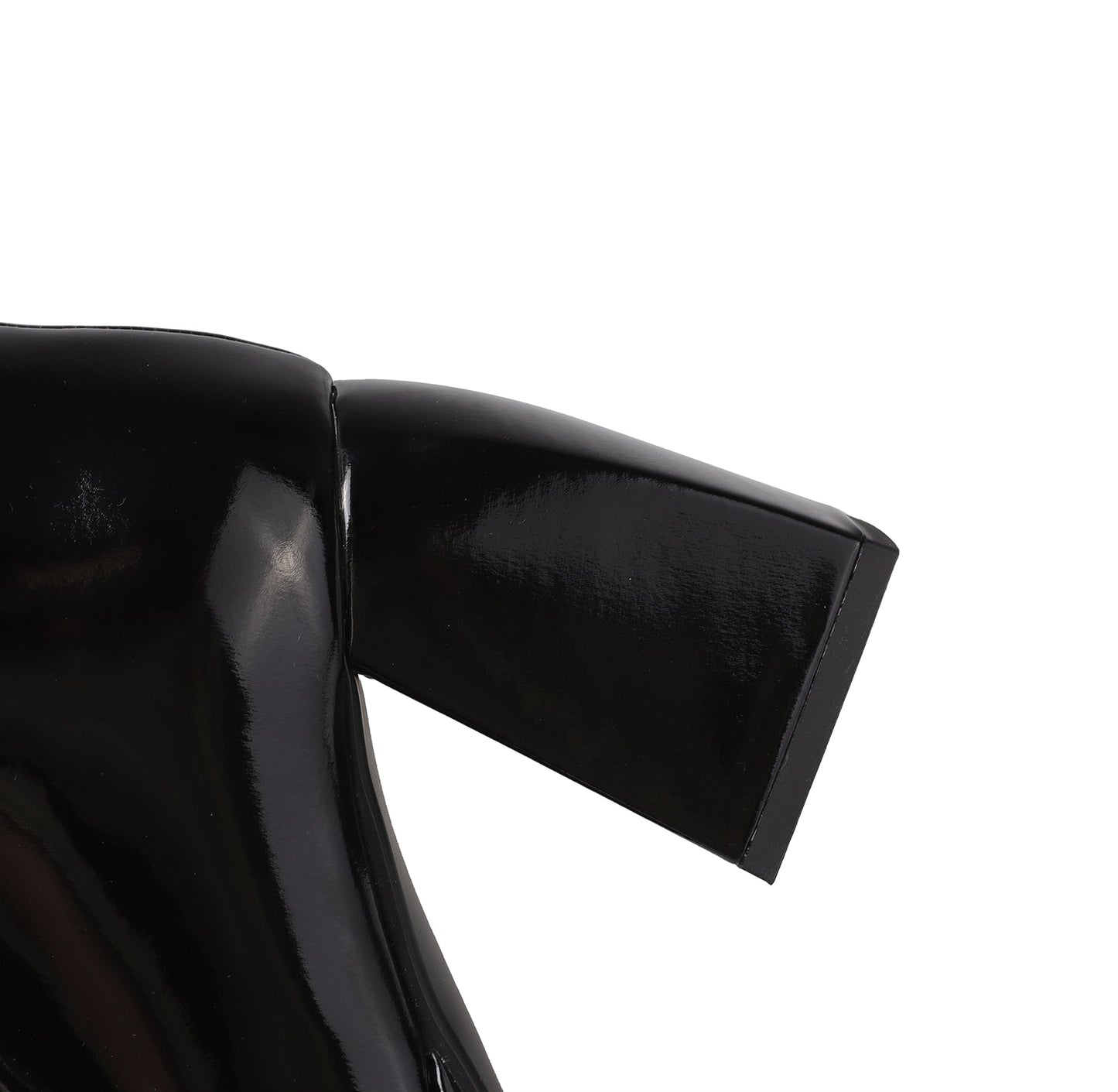 Nine Seven Women's Genuine/Patent Leather Square Toe Handmade Zipper Chunky Heels Chic Knee High Boots with Platform