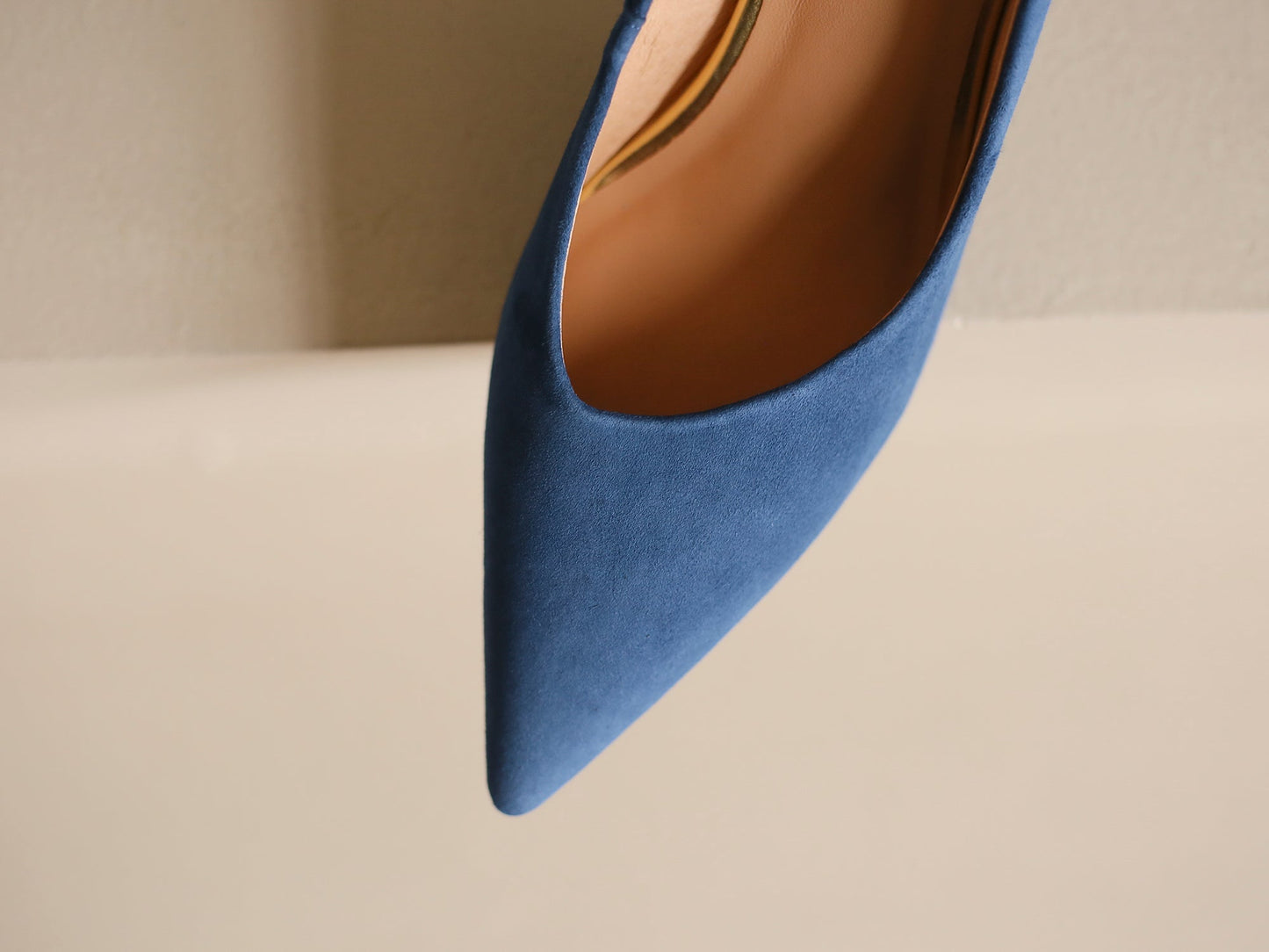 Nine Seven Handmade Suede Leather Women's Clear Pointed Toe Mid Heel Slip On Loafer Pumps