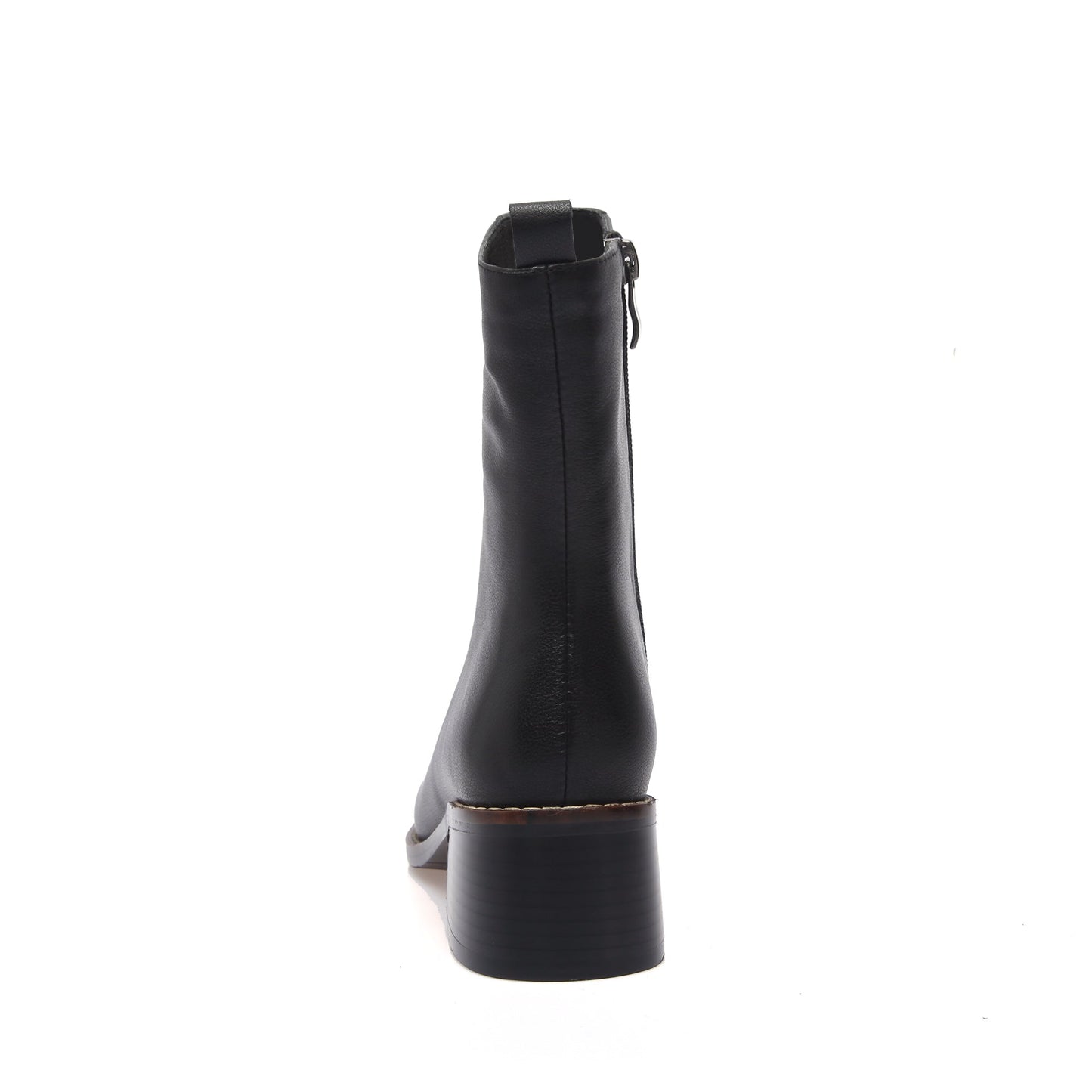 Nine Seven Women's Genuine Leather Square Toe Side Zip Up Handmade Low Chunky Heel Chic Mid-Calf Boots