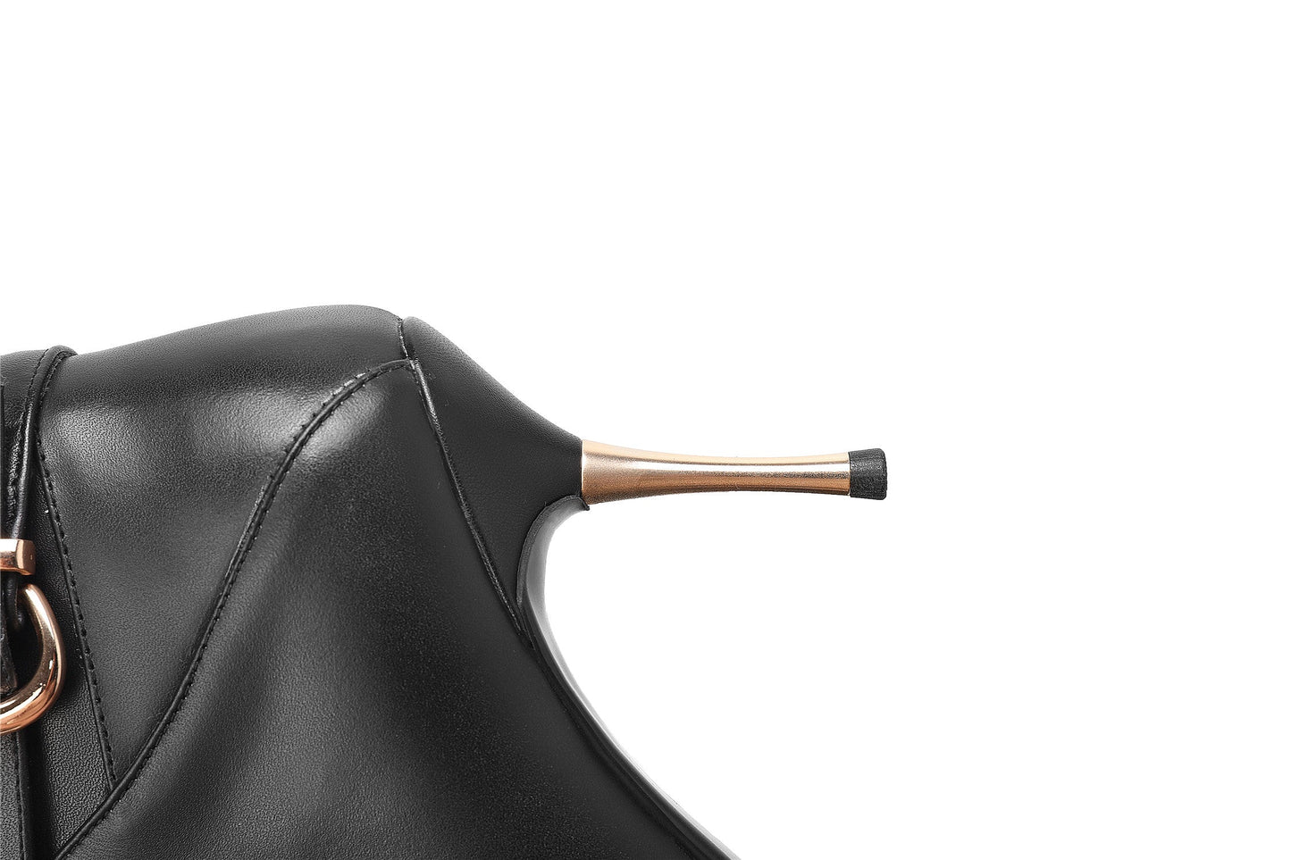 Nine Seven Women's Genuine Leather Sexy Pointed Toe High Stiletto Heel Handmade Side Zip Knee High Boots with Buckle