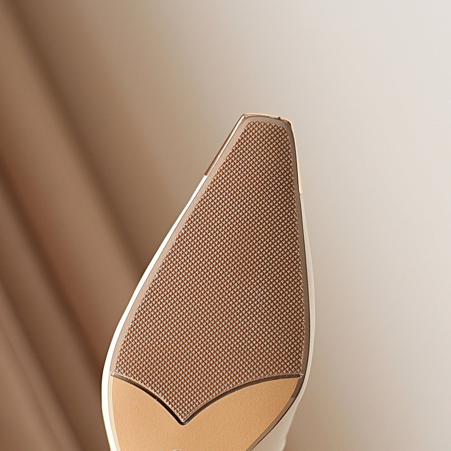 Nine Seven Genuine Leather Women's Handmade Mid Heel Metal Toe Slip On Pumps with Buckle Design