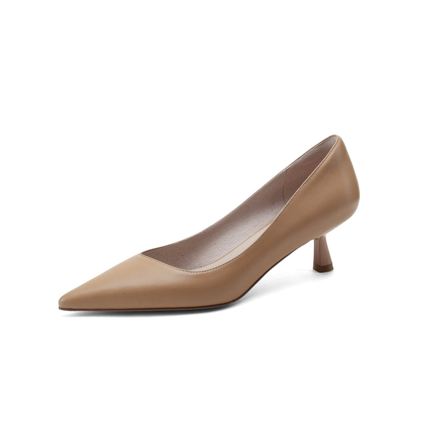 Nine Seven Handmade Genuine Leather Women's Low Heel Slip On Loafer Pumps with Pointy Toe