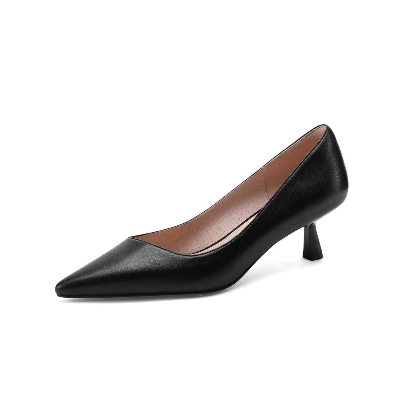 Nine Seven Handmade Genuine Leather Women's Low Heel Slip On Loafer Pumps with Pointy Toe