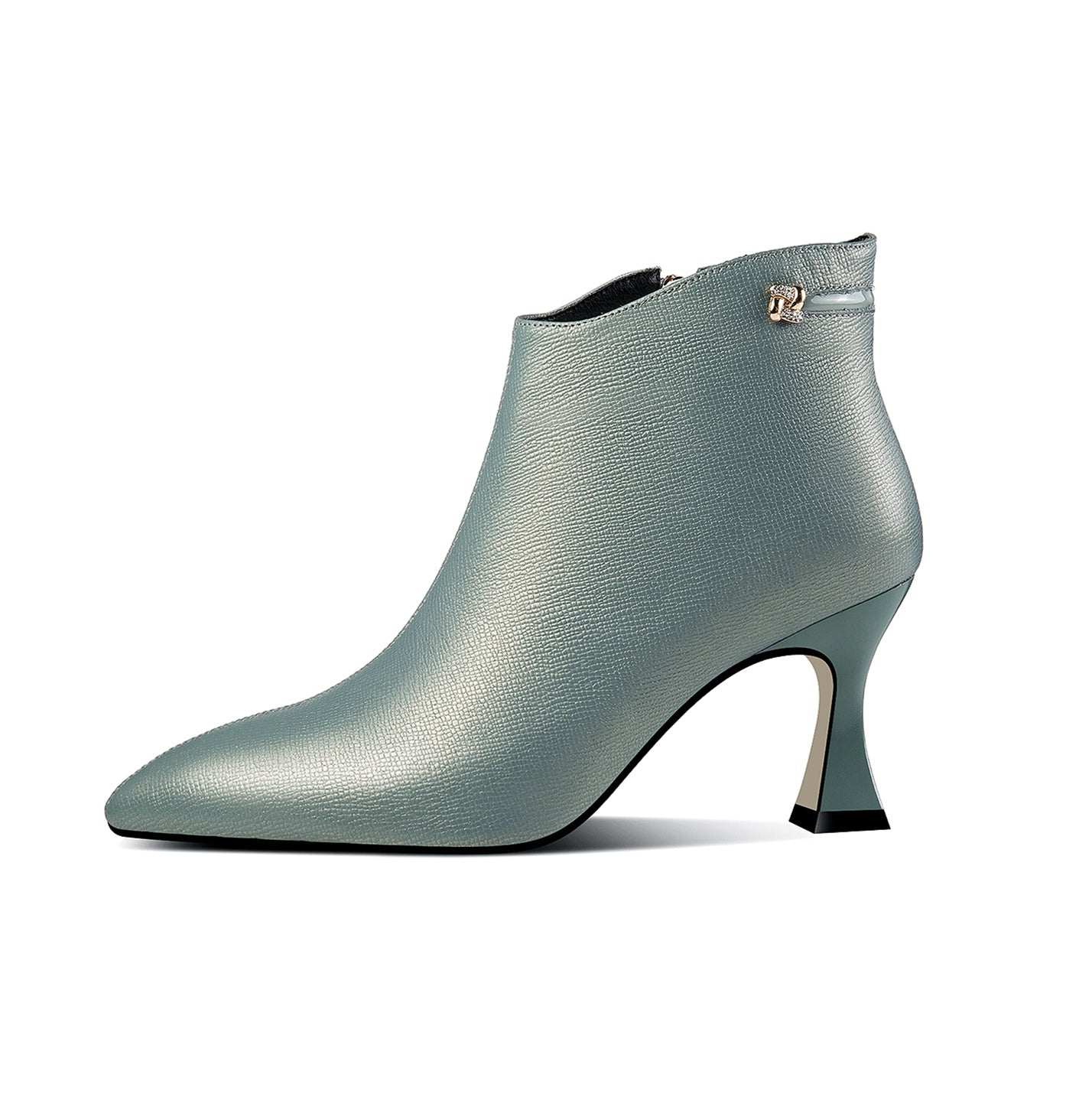 Nine Seven Women's Handmade Genuine Leather Side Zip Up High Heel Pointed Toe Ankle Dressy Booties