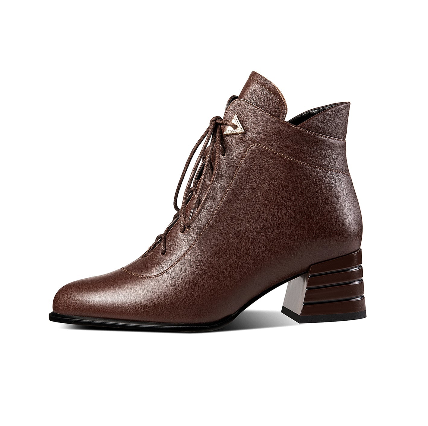 Nine Seven Handmade Women's Genuine Leather Side Zip Up Block Heel Front Band Ankle Booties