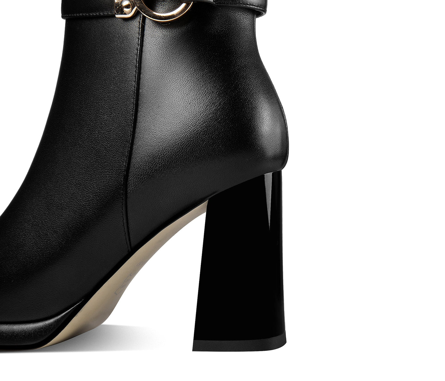 Nine Seven Handmade Women's Genuine Leather Side Zip Up Chunky Heel Buckle Design Stylish Ankle Boots with Platform