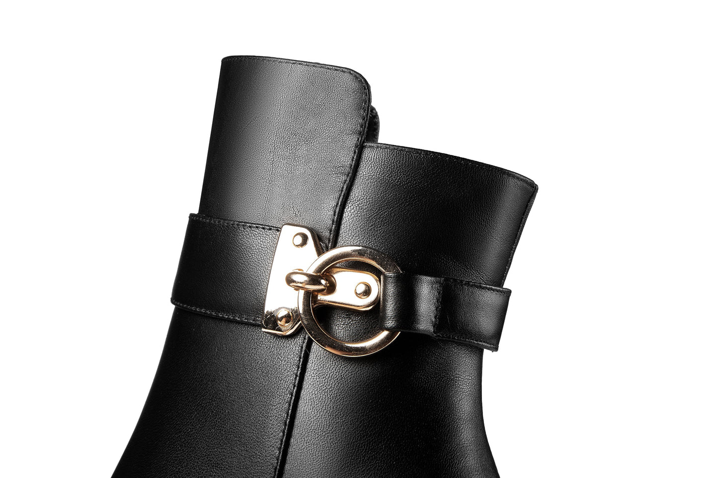 Nine Seven Handmade Women's Genuine Leather Side Zip Up Chunky Heel Buckle Design Stylish Ankle Boots with Platform