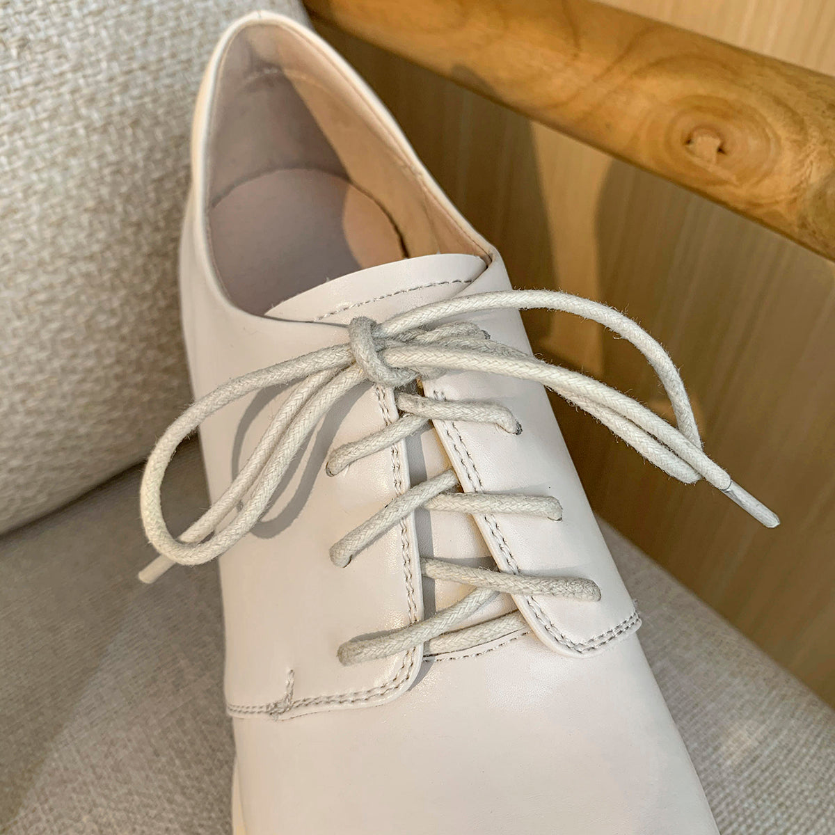 Nine Seven Women's Genuine Leather Square Toe Handmade Lace-Up High Chunky Heels Chic Oxford Shoes with Platform