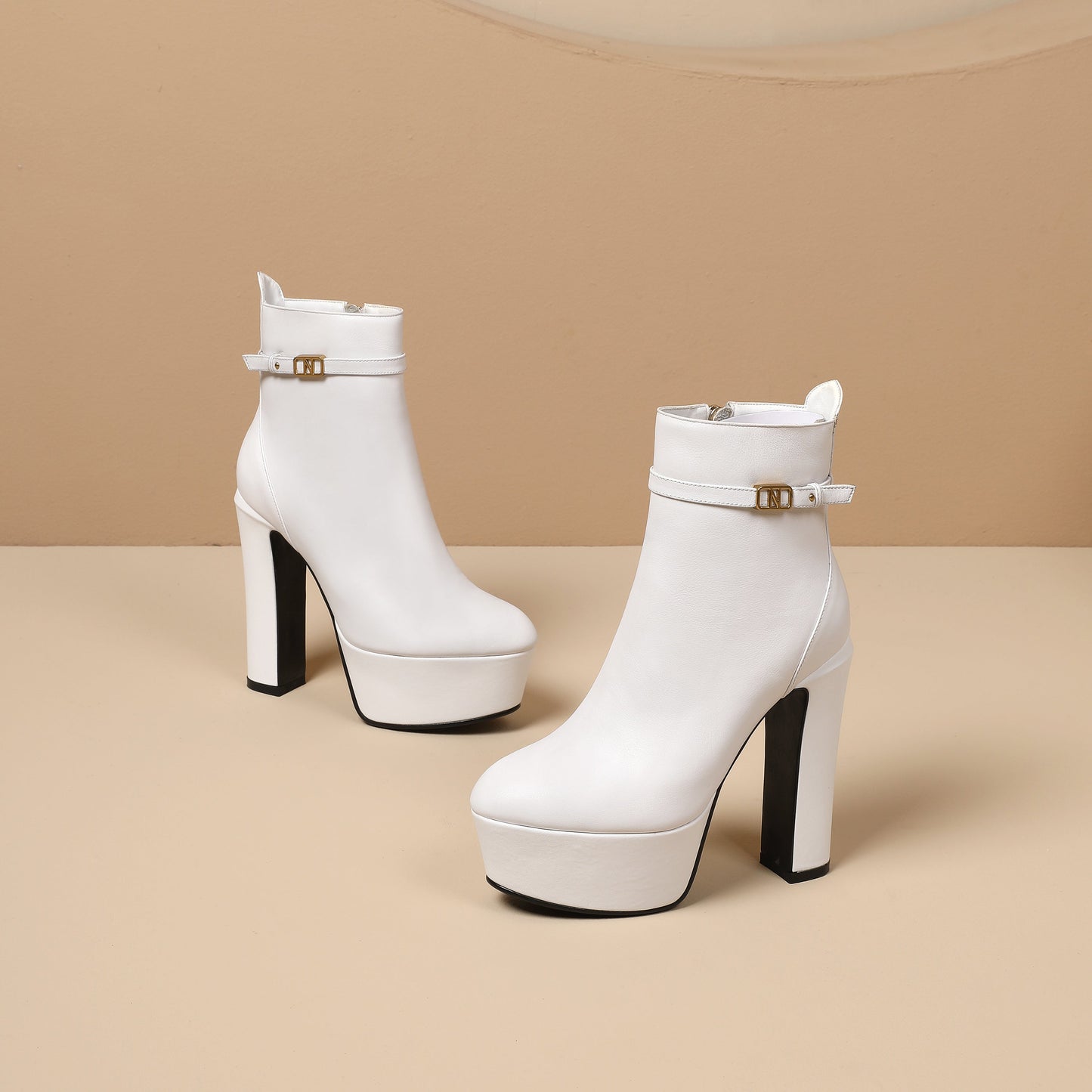 Nine Seven Handmade Women's Genuine Leather Fashion Side Zipper Pointed Toe High Heel Sexy Platform Boots