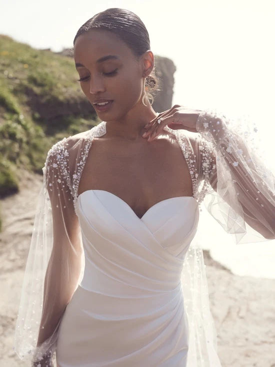 Nine Seven Satin Strapless Tube Top Ruffle Sheath Wedding Dress Customization