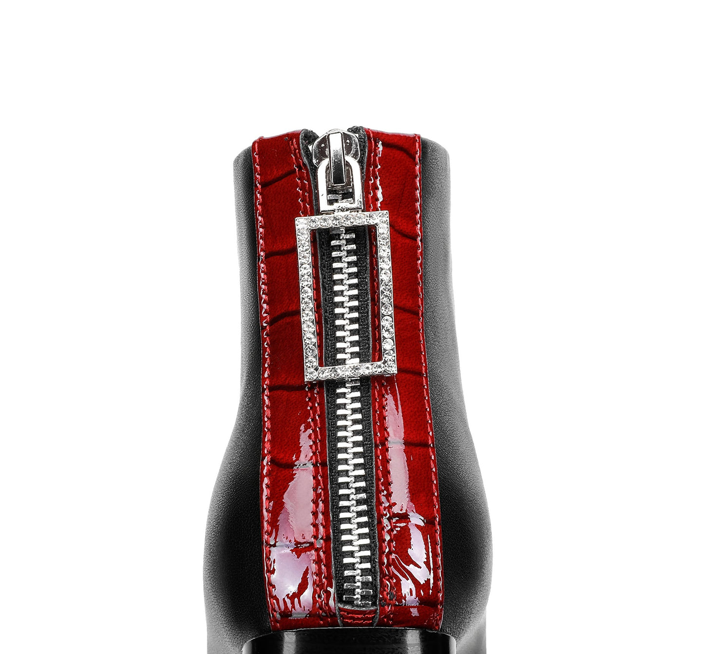 Nine Seven Women's Genuine Leather Handmade High Spool Heel Back Zip Up Patent Square Toe Retro Ankle Boots