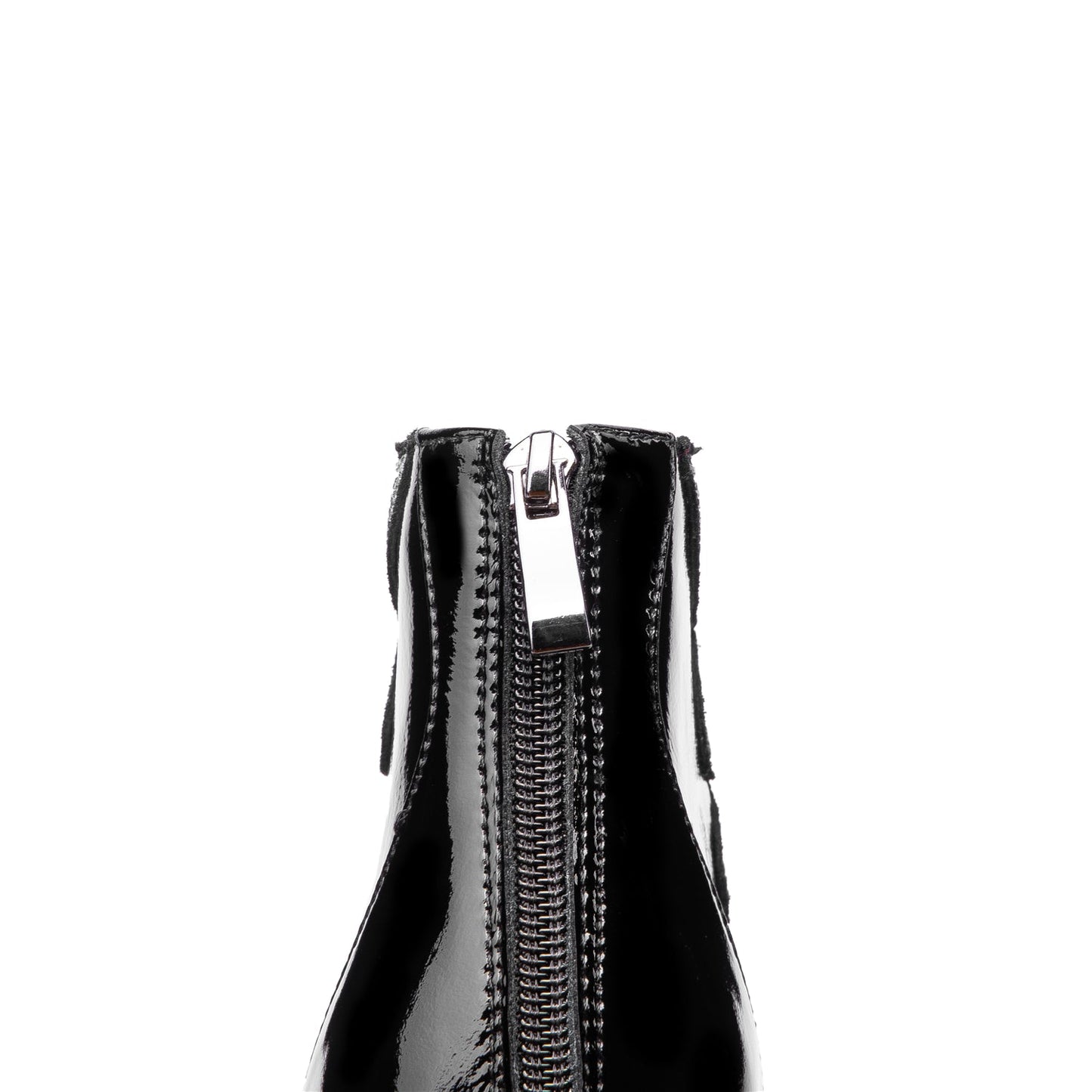 Nine Seven Women's Patent Leather Handmade Mid Chunky Heel Back Zipper Pointed Toe Plus-Size Ankle Boots With Glitter Rhinestones