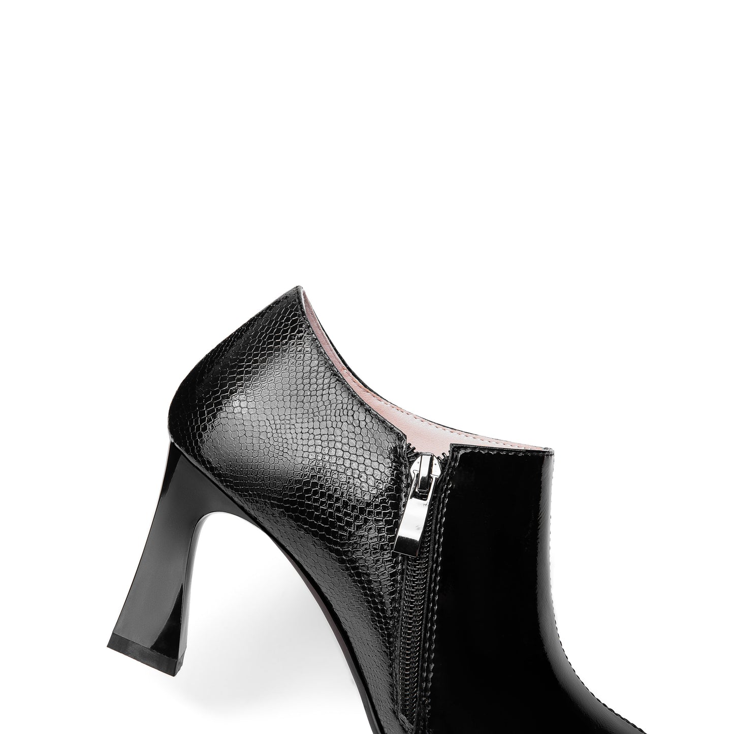 Nine Seven Women's Patent Leather Handmade Pointed Toe Side Zip Elegant High Chunky Heel Pumps with Cute Bow