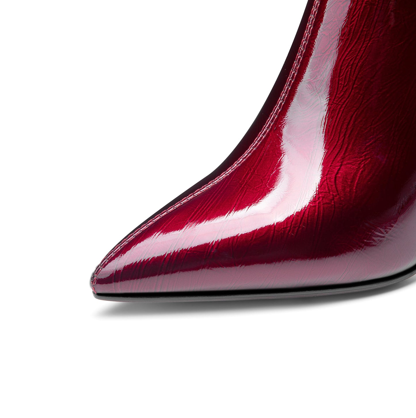 Nine Seven Women's Patent Leather Pointed Toe Handmade Back Zip Modern Mid Chunky Heel Ankle Boots