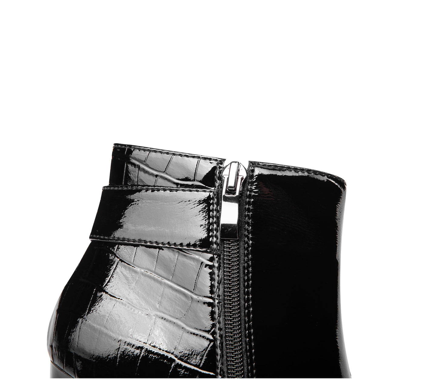 Nine Seven Women's Handmade Patent Leather Pointed Toe Sexy High Heel Side Zip Up Plus-Size Ankle Booties with Glitter Rhinestone Buckle