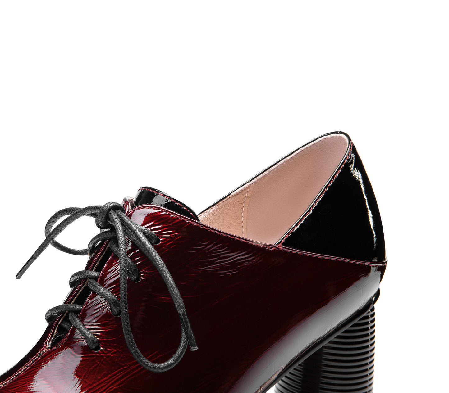 Nine Seven Women's Patent Leather Pointed Toe Handmade Selftie Mid Chunky Heel Casual Pumps Shoes