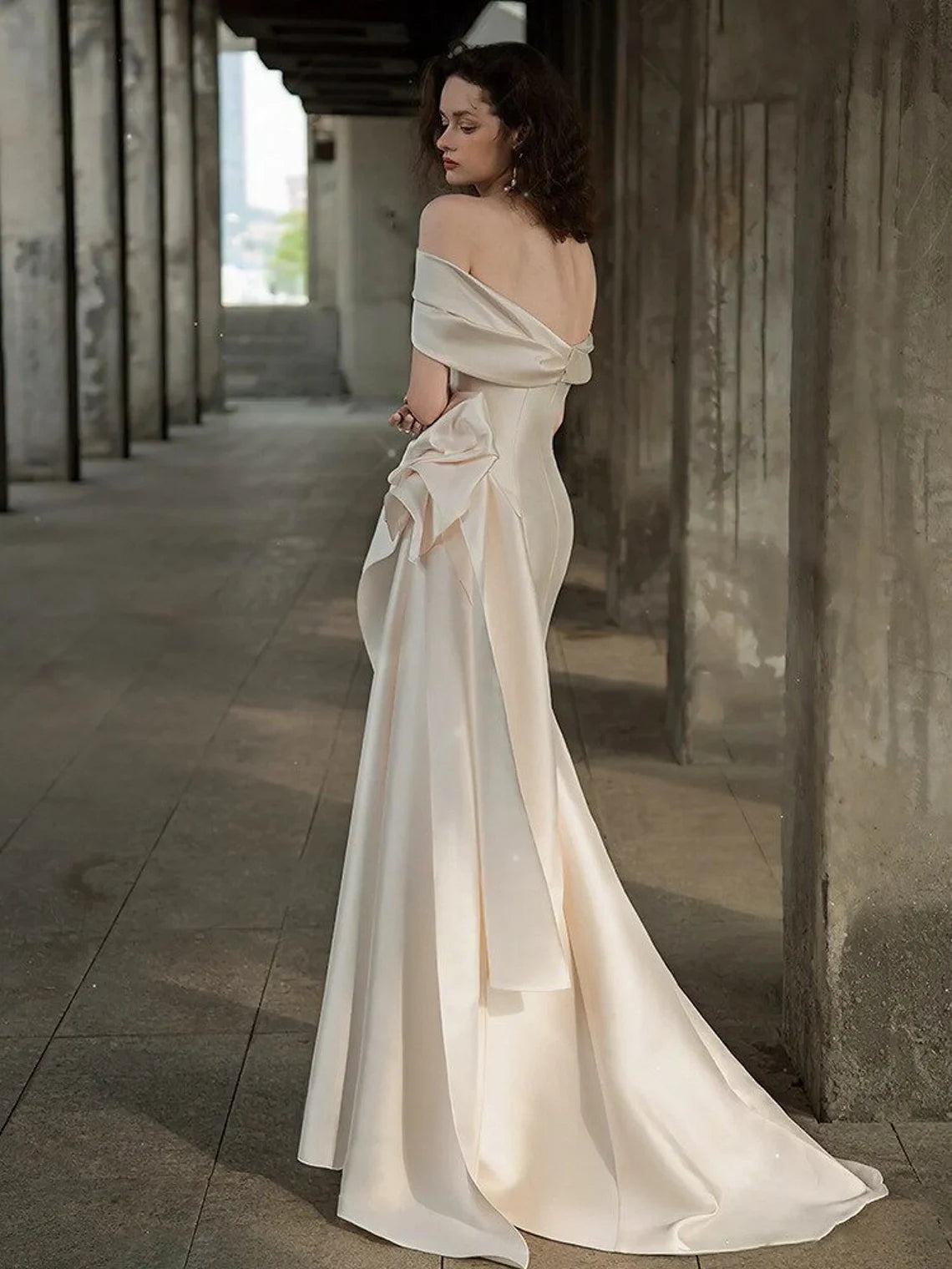 Nine Seven Strapless Off-Shoulder Sleeveless Long Wedding Dress